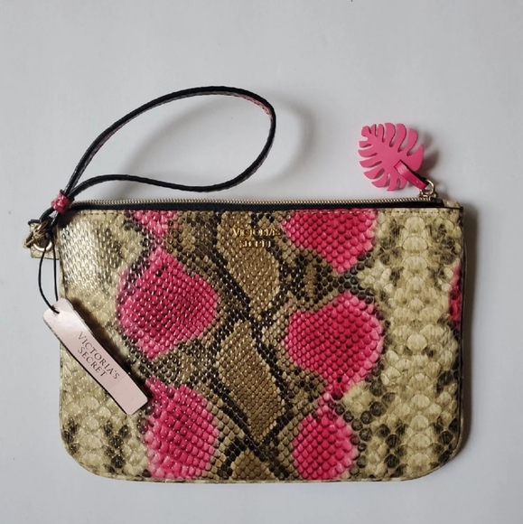 Victoria Secret Pink Python Animal Print Wristlet - Picture 1 of 5